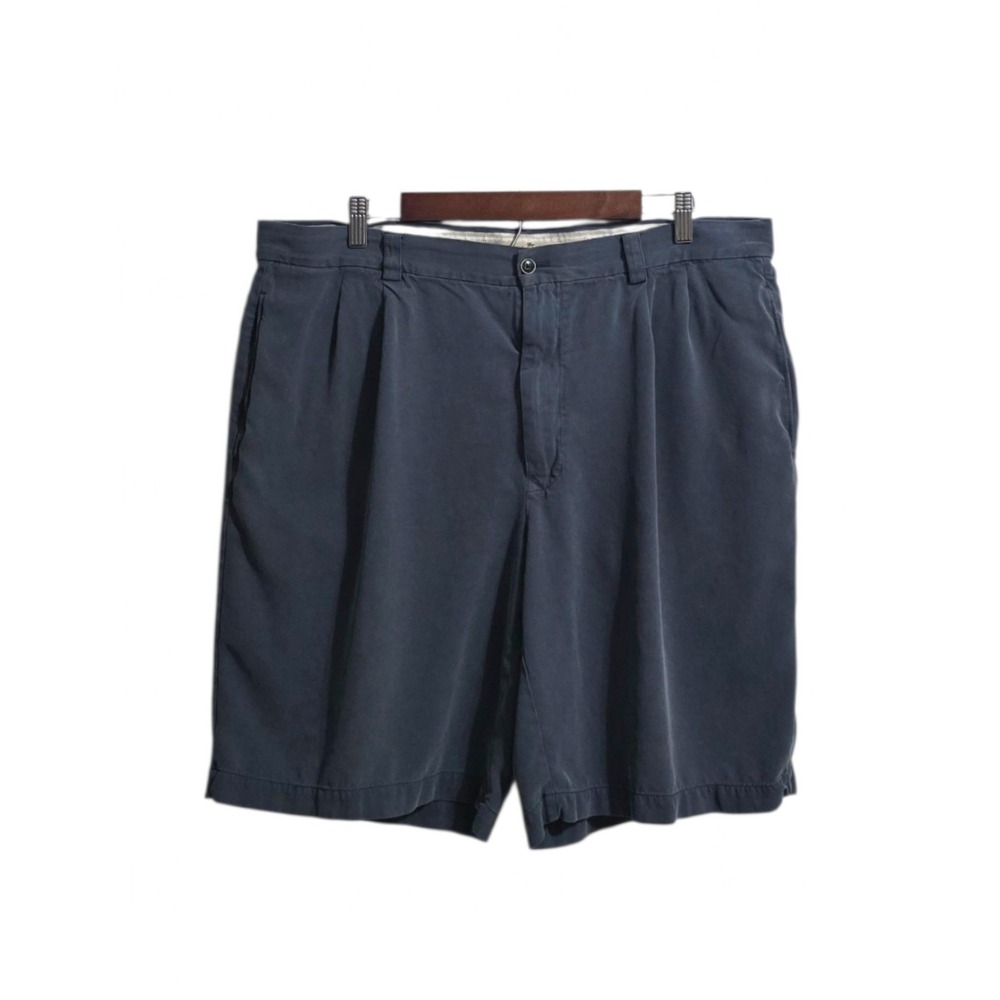 Tommy Bahama Pleated Silk 9 Inch Relaxed Fit Gray Shorts Sz 38